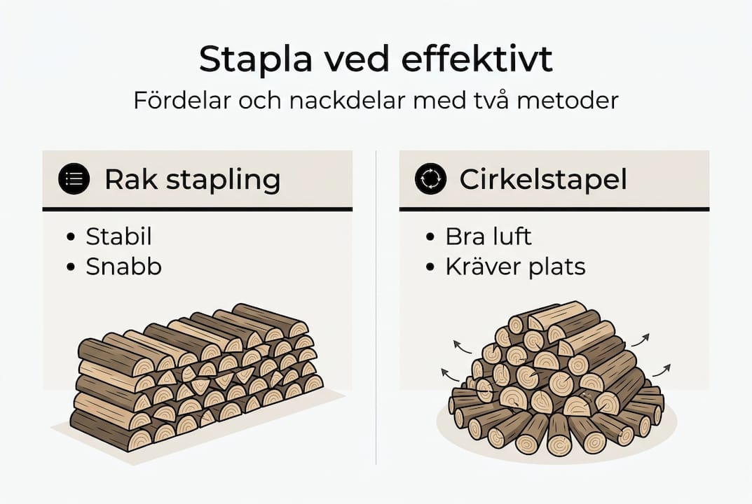 Jämförelse av olika vedstaplingmetoder